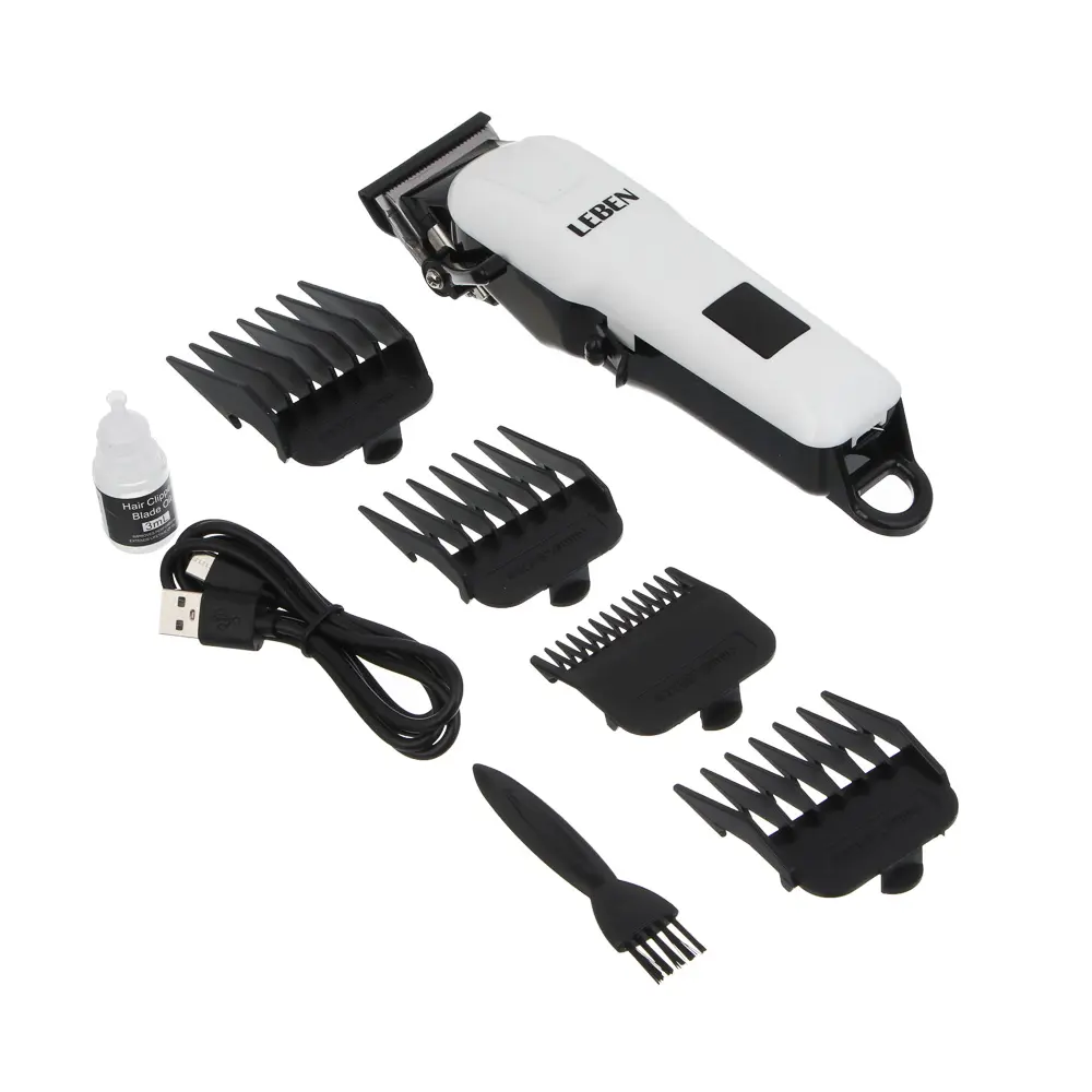 LEBEN Машинка для стрижки волос, 4 насадки: 3/7/9/12мм, Li-ion 3,7в/1200мАч, USB - #3