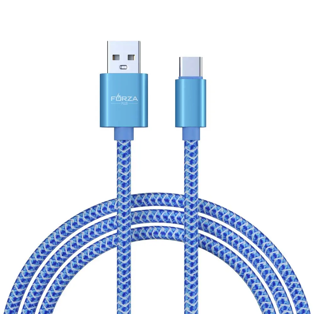 Кабель для зарядки USB(A)-Type C FORZA Волна, 1м, 2А, тканевая оплётка, 4 цвета, пакет - #3