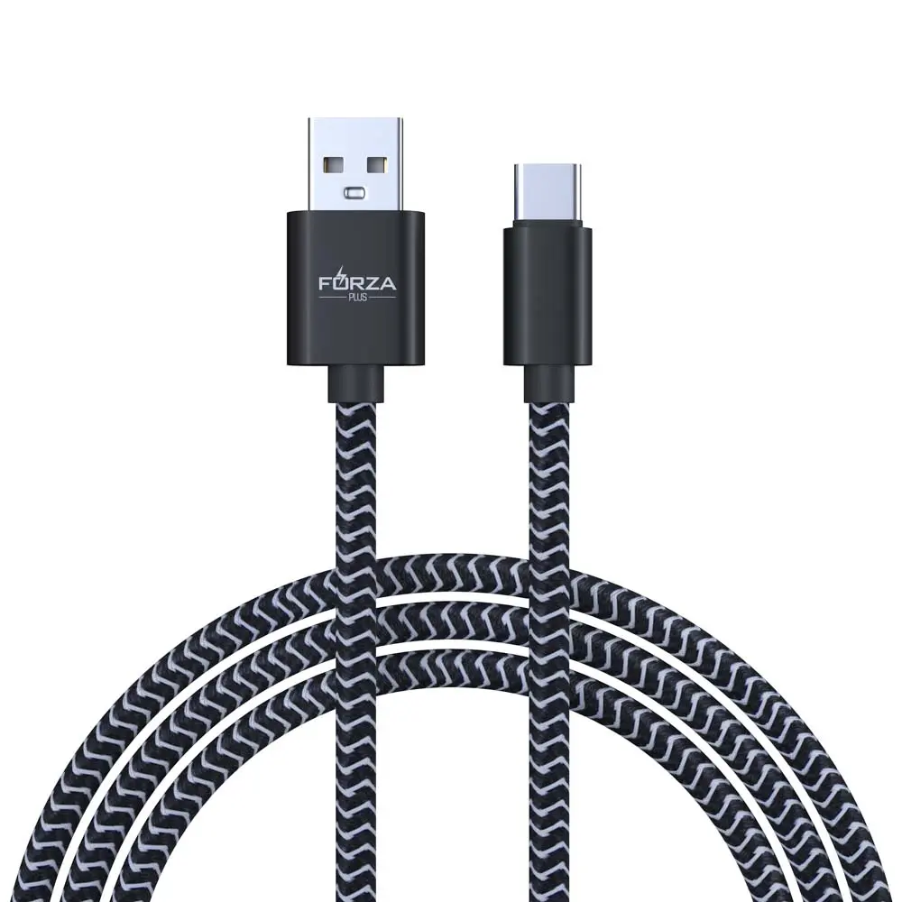 Кабель для зарядки USB(A)-Type C FORZA Волна, 1м, 2А, тканевая оплётка, 4 цвета, пакет - #4