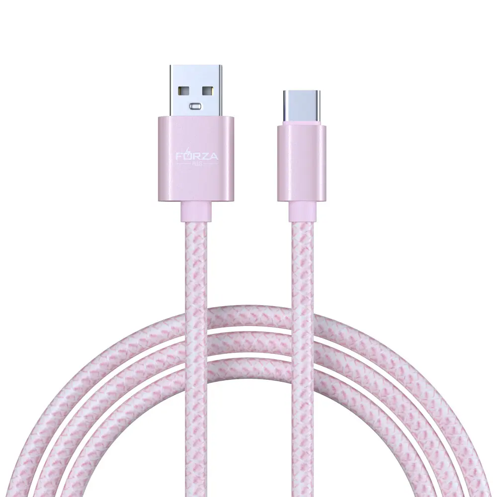 Кабель для зарядки USB(A)-Type C FORZA Волна, 1м, 2А, тканевая оплётка, 4 цвета, пакет - #5
