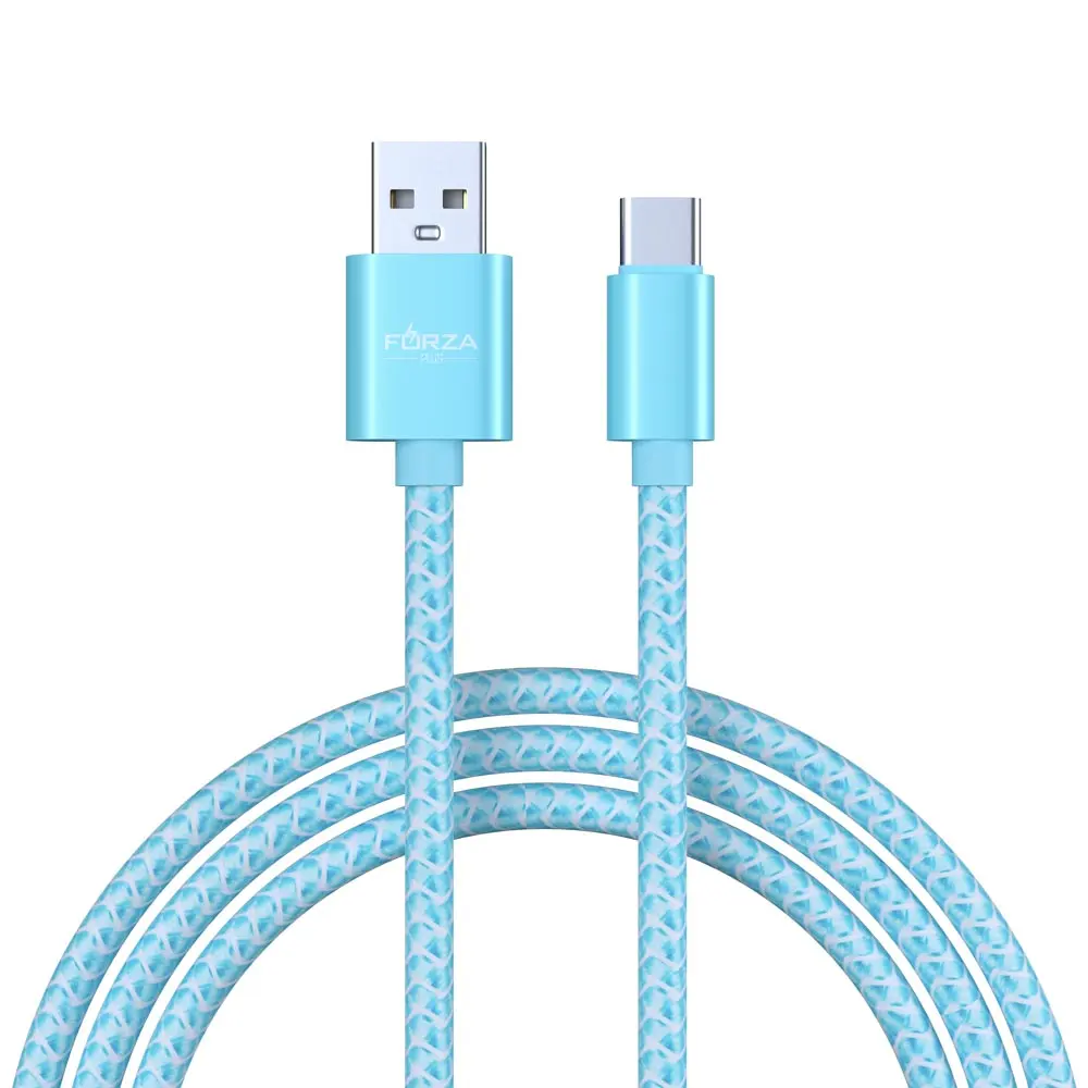 Кабель для зарядки USB(A)-Type C FORZA Волна, 1м, 2А, тканевая оплётка, 4 цвета, пакет - #6