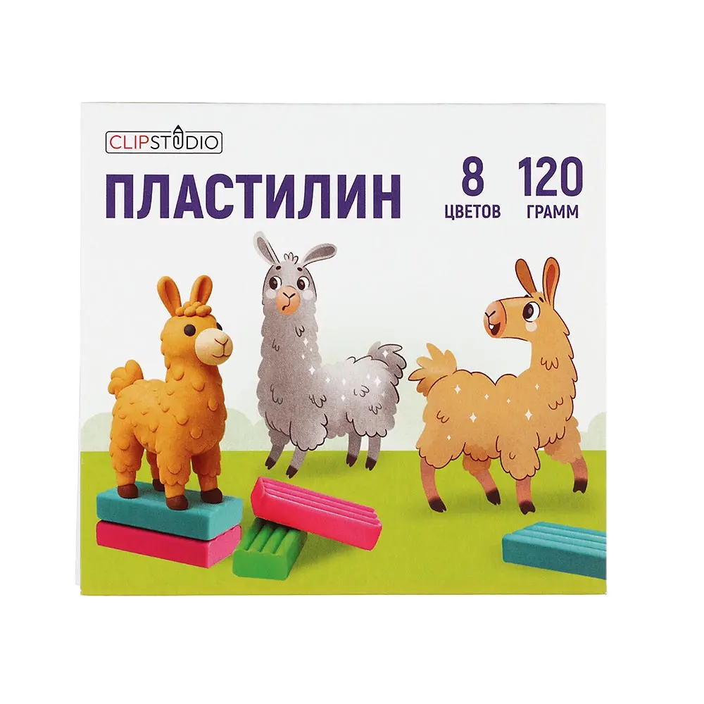 Пластилин 8цв. ClipStudio 120 грамм, в картонном выдвижном пенале - #1