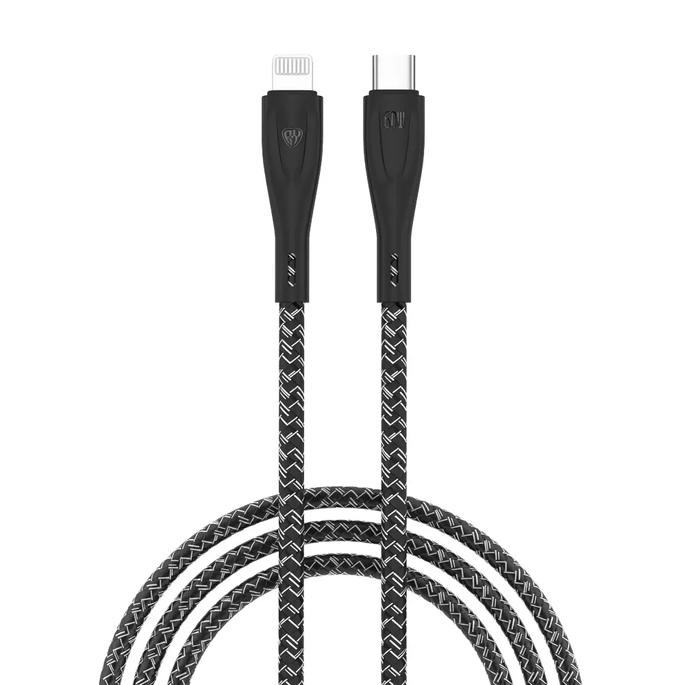 Кабель для зарядки Type C-iP BY Graphic, 1м, 2,4А, быстрая зарядка PD 22Вт, черный - #1
