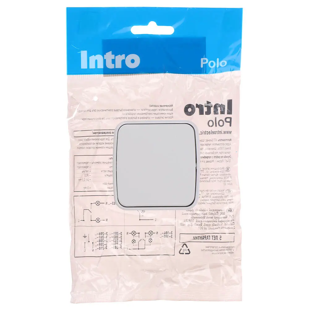 Выключатель одноклавишный открытой установки Intro Polo/Quadro 10A-250В, IP20, белый - #4