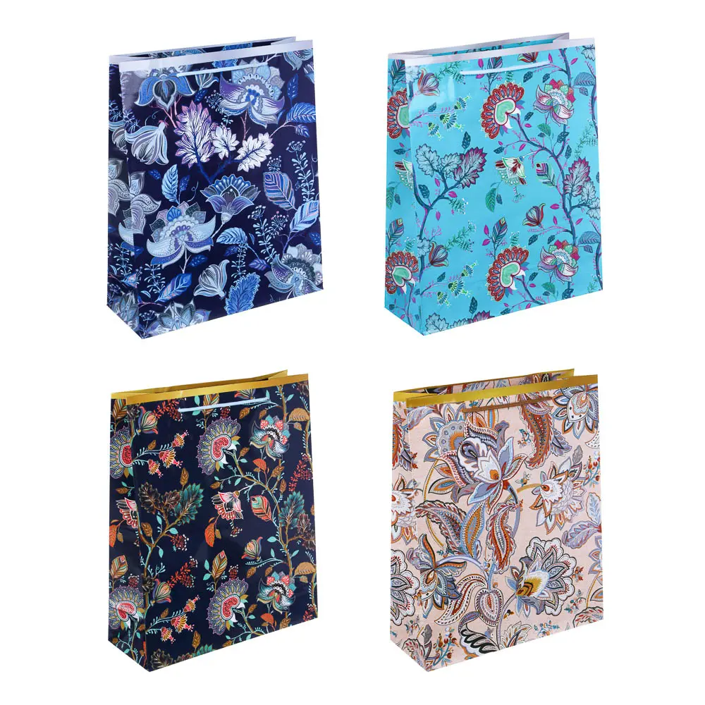 Пакет подарочный бумажный тм LADECOR, L 26x32x10 см, 4 дизайна, цветочный узор, арт.1 - #1