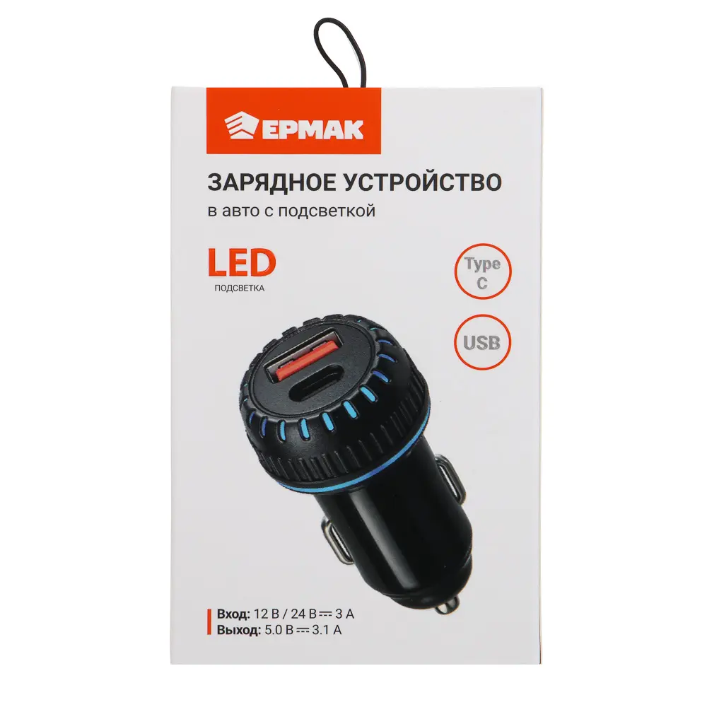 ЕРМАК Устройство зарядное автомобильное, Type CxUSB, 3.1А, 12/24В, пластик - #6