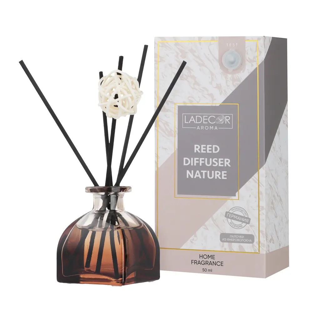 LADECOR Аромадиффузор с палочками,  с декоративным флаконом, 50 мл, роза, белый чай, персик, прованс - #3