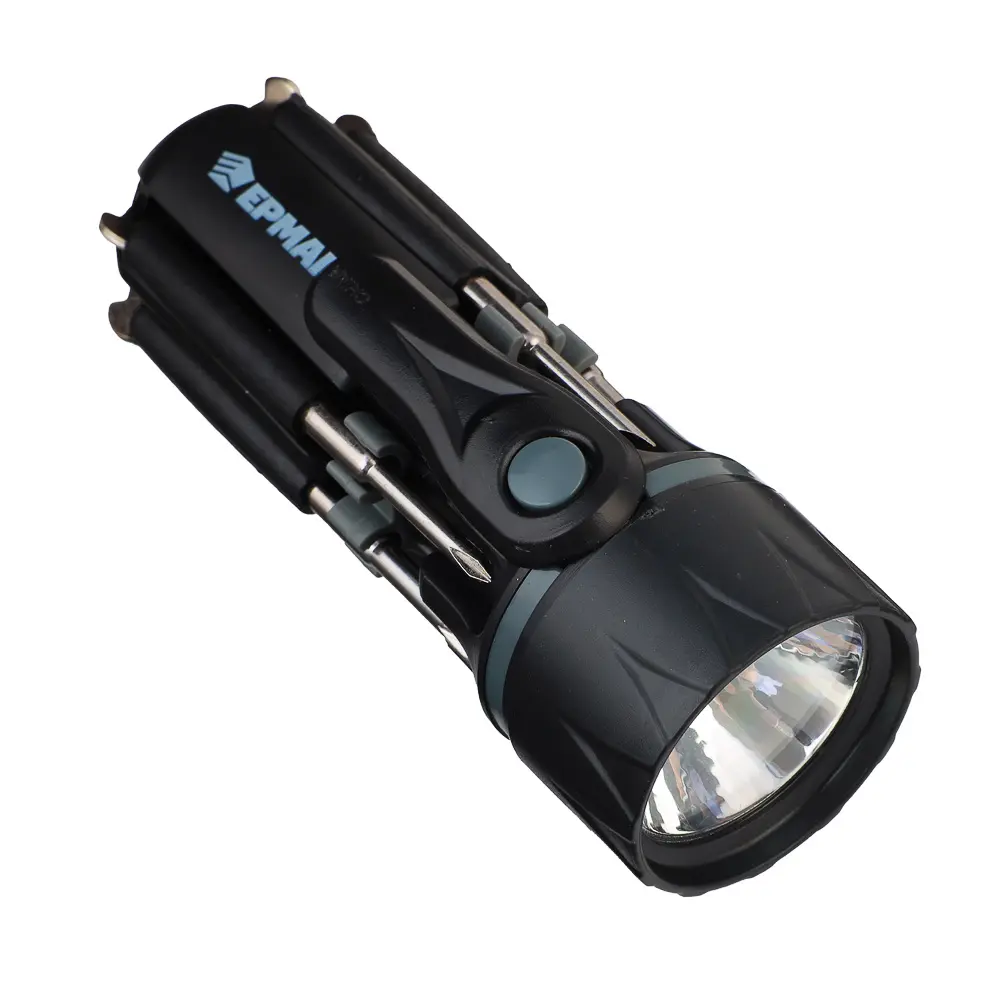 ЕРМАК Фонарь с инструментами, 8 в 1, 2 LED, 2 режима, 3xAAA, пластик, металл - #1