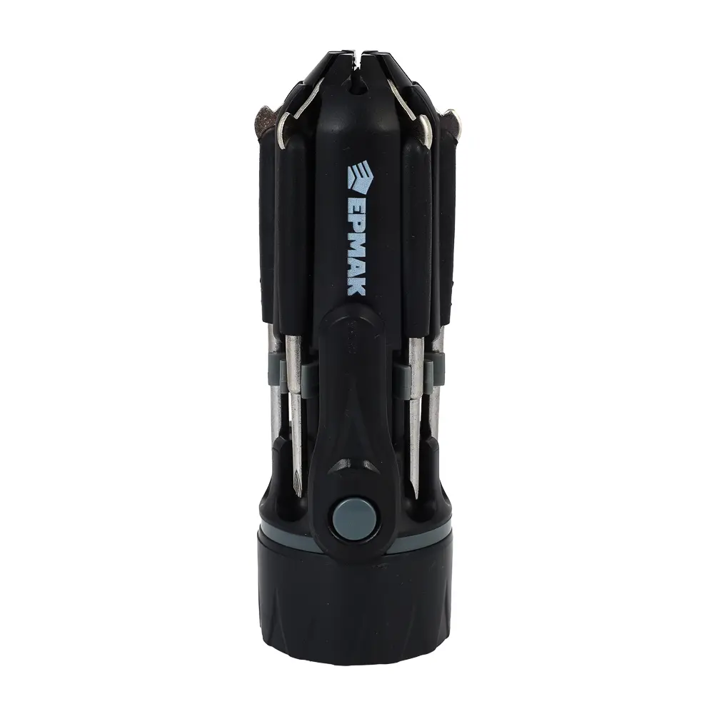 ЕРМАК Фонарь с инструментами, 8 в 1, 2 LED, 2 режима, 3xAAA, пластик, металл - #2