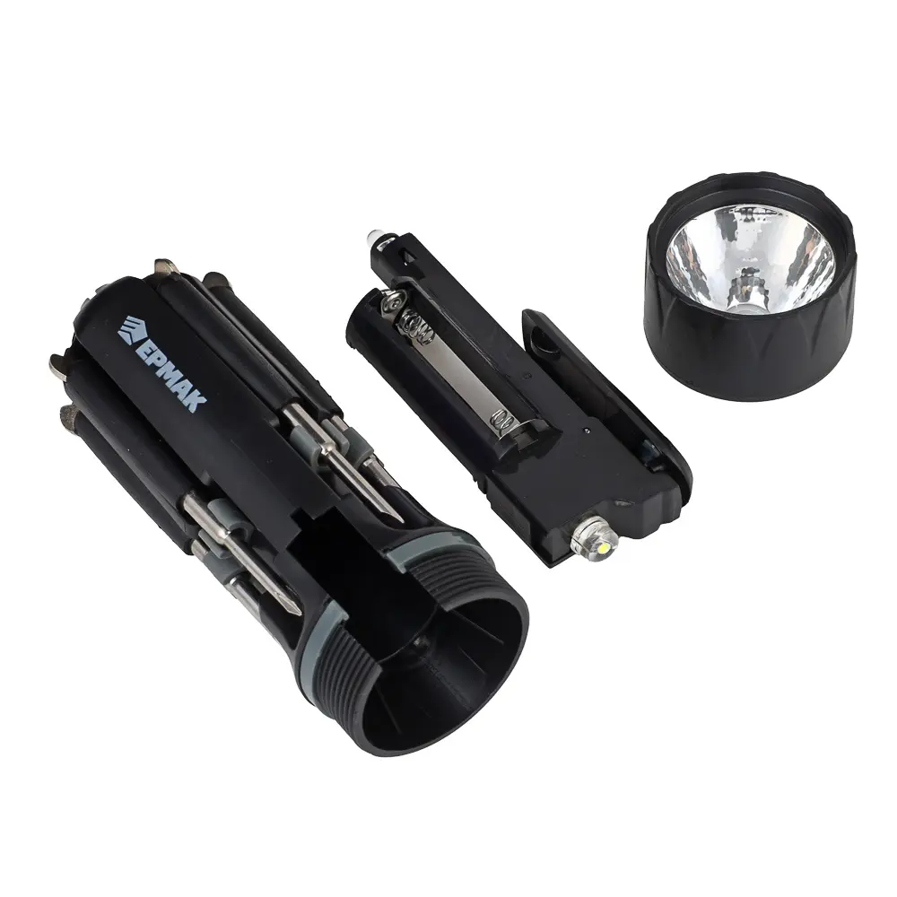 ЕРМАК Фонарь с инструментами, 8 в 1, 2 LED, 2 режима, 3xAAA, пластик, металл - #6