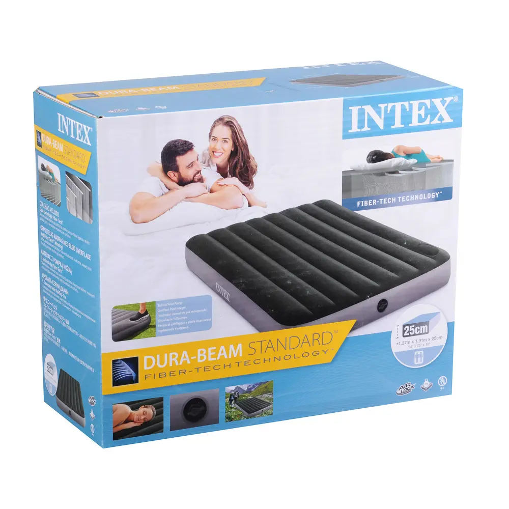 INTEX Матрас надувной DOWNY AIRBED, встроенный ножной насос, 191x137x25см, до 272кг, 64762 - #4