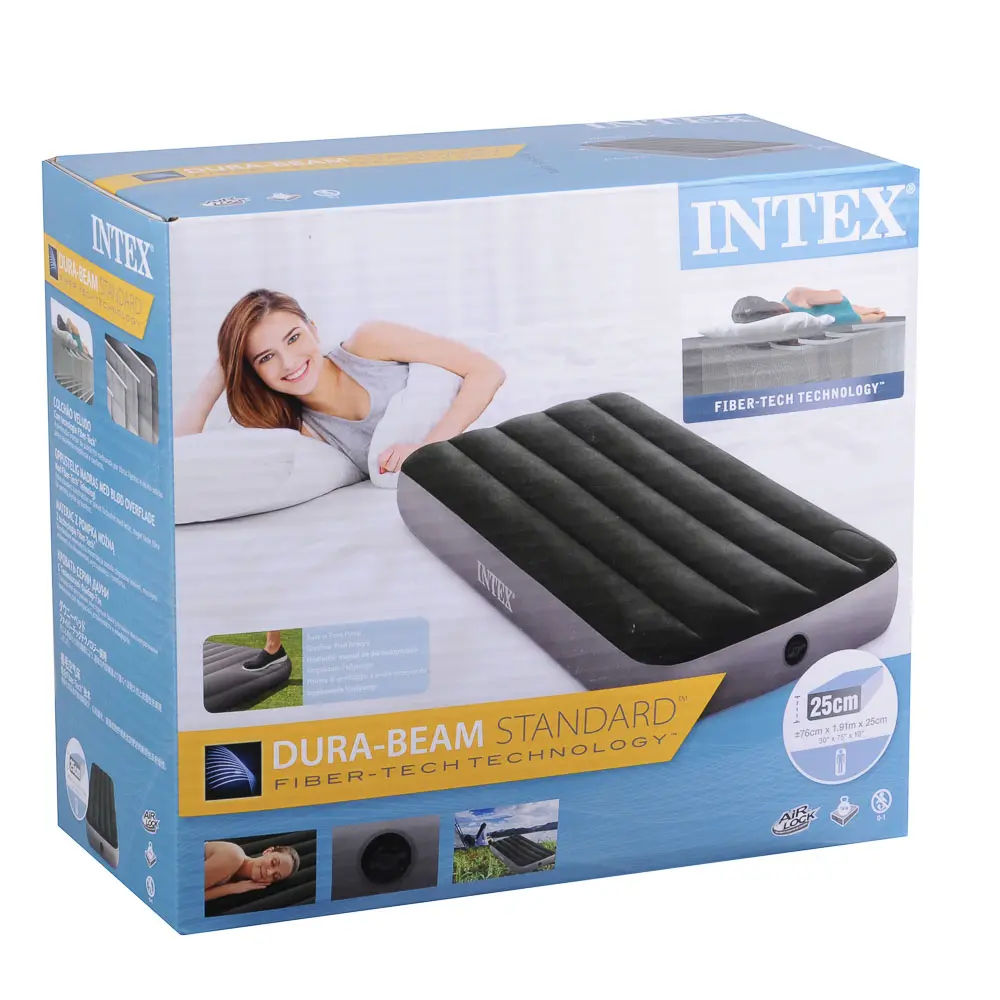 INTEX Матрас надувной DOWNY AIRBED, встроенный ножной насос, 191x76x25см, до 136кг, 64760 - #7