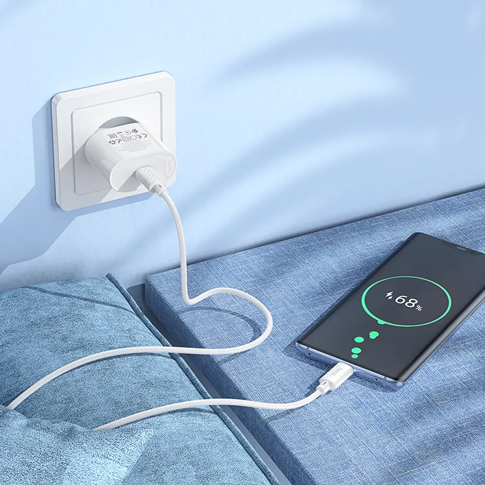 Сетевое зарядное устройство hoco. модель C109A, USB-С PD 20W, цвет: белый - #9