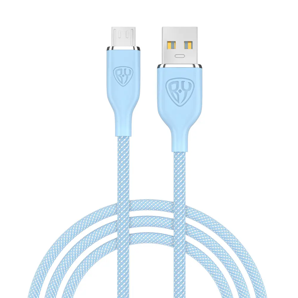 Кабель для зарядки USB(A)-microUSB BY Elite, 3А, 1м, Быстрая зарядка QC3.0, 100см, голубой - #1