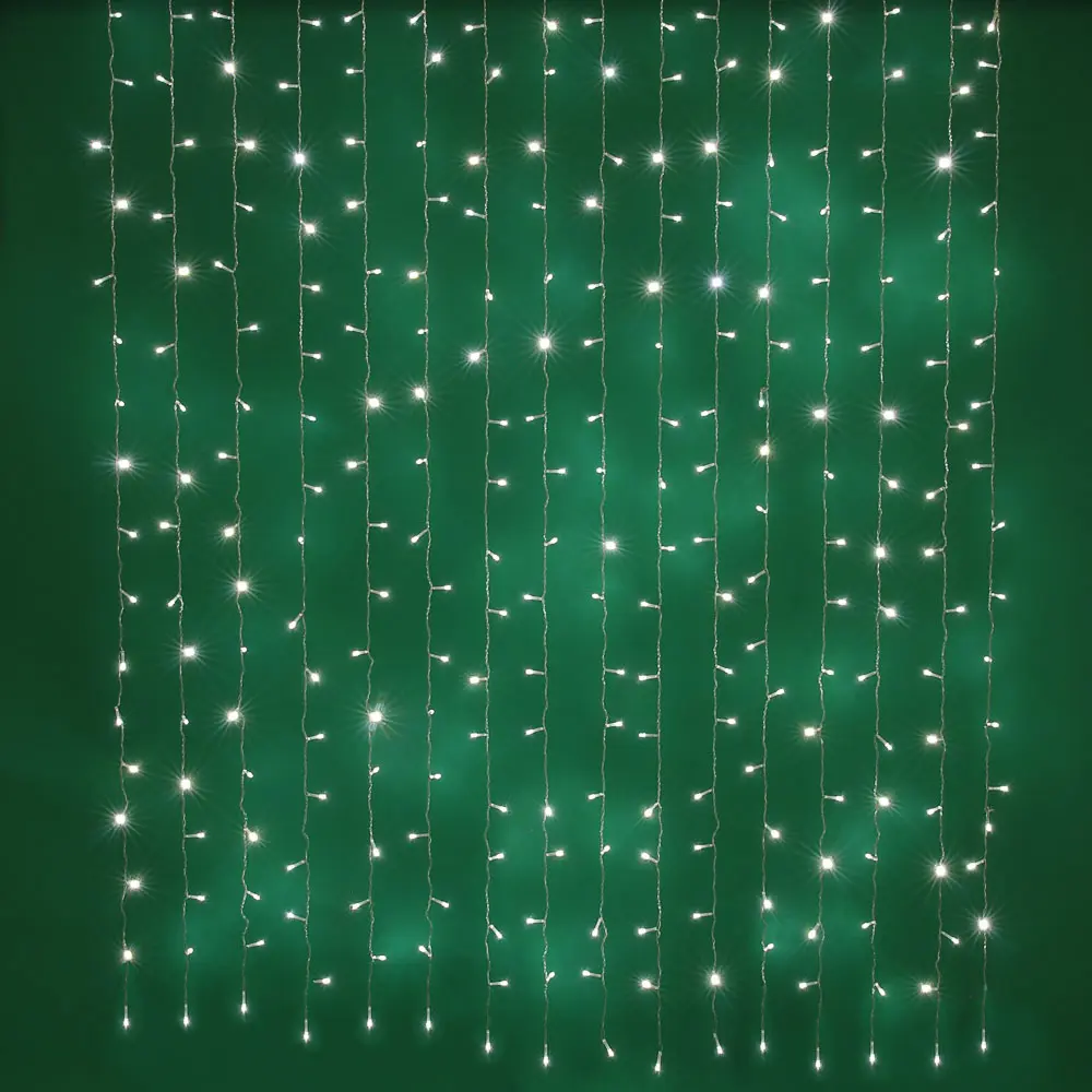 СНОУ БУМ Гирлянда эл. занавес 2x1,5м, 272LED*белый, мерцание., ПВХ прозрач., коннектор, 220В - #1