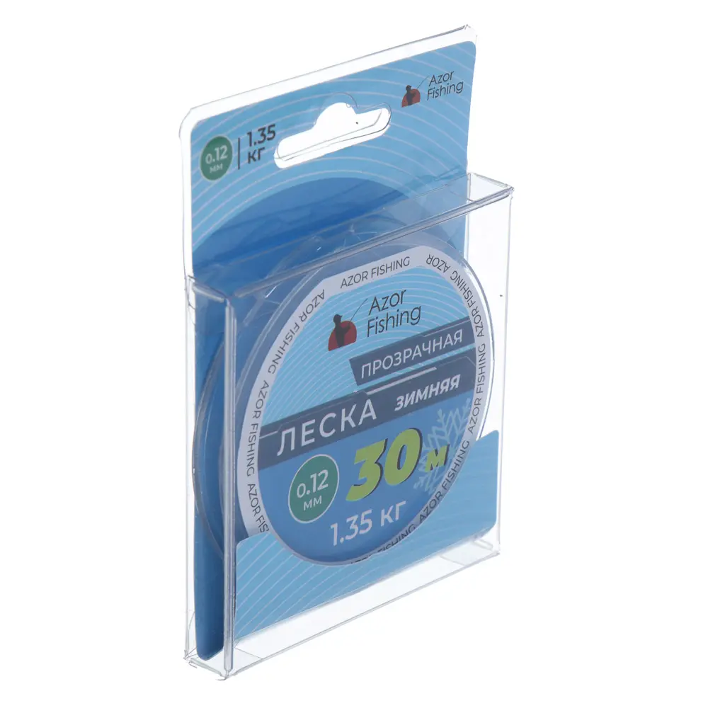 Леска зимняя тм AZOR FISHING, 30м, 0,12мм, 1,35кг, прозрачная - #3