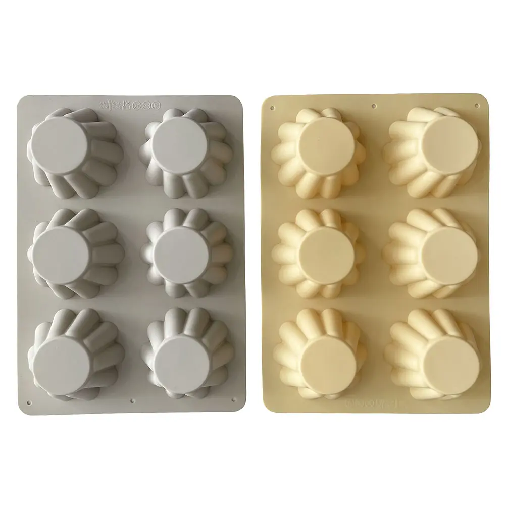 VETTA Форма силиконовая 6 ячеек, для кексов, гофрированная, 25.5x18x3.5см, 3 цвета - #2