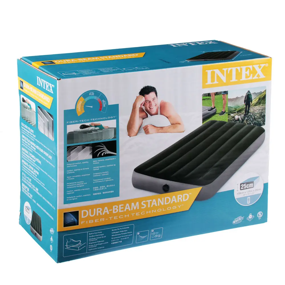 INTEX Матрас надувной DOWNY AIRBED, встроенный ножной насос, 191x99x25см, до 136кг, 64761 - #4