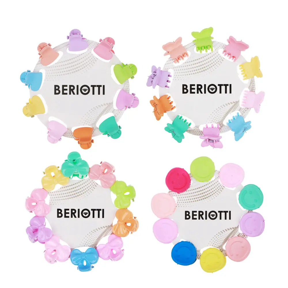 BERIOTTI Набор детских заколок-крабов для волос 10шт, пластик, 1-2 см, 4 дизайна - #5