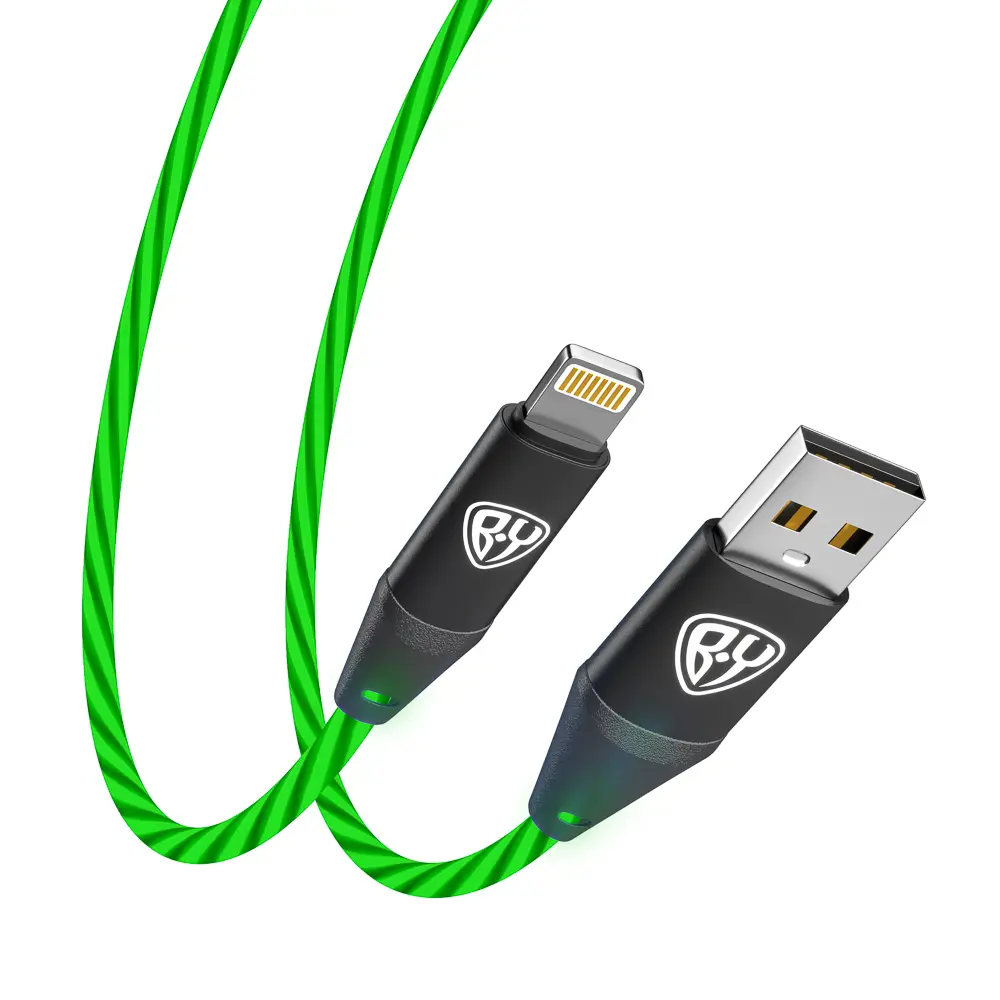 BY Кабель для зарядки Светящийся iP, 1м, 2.4А, Быстрая зарядка, подсв. зеленая, Герои, ЛЕШИЙ - #5