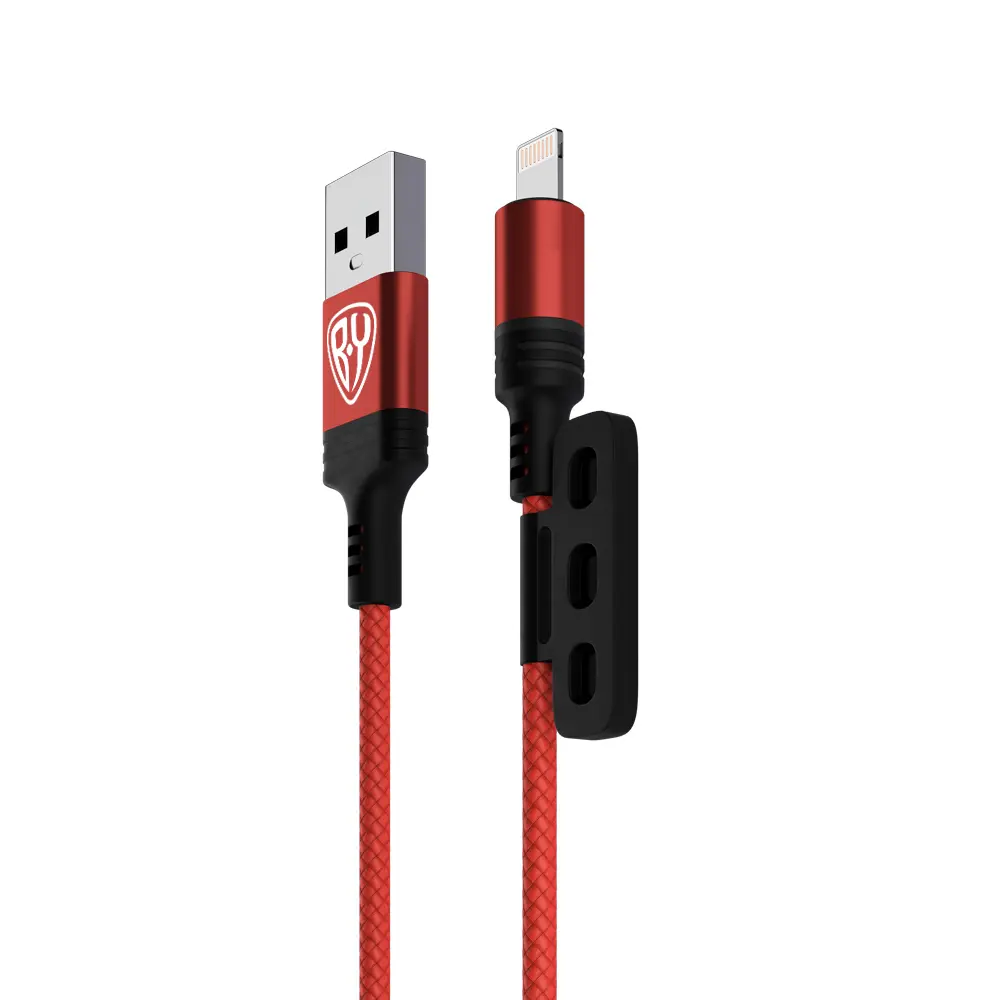 Кабель для зарядки 3в1 iP/microUSB/Type-C BY Магнитный, 1м, 2.1А, красный - #3
