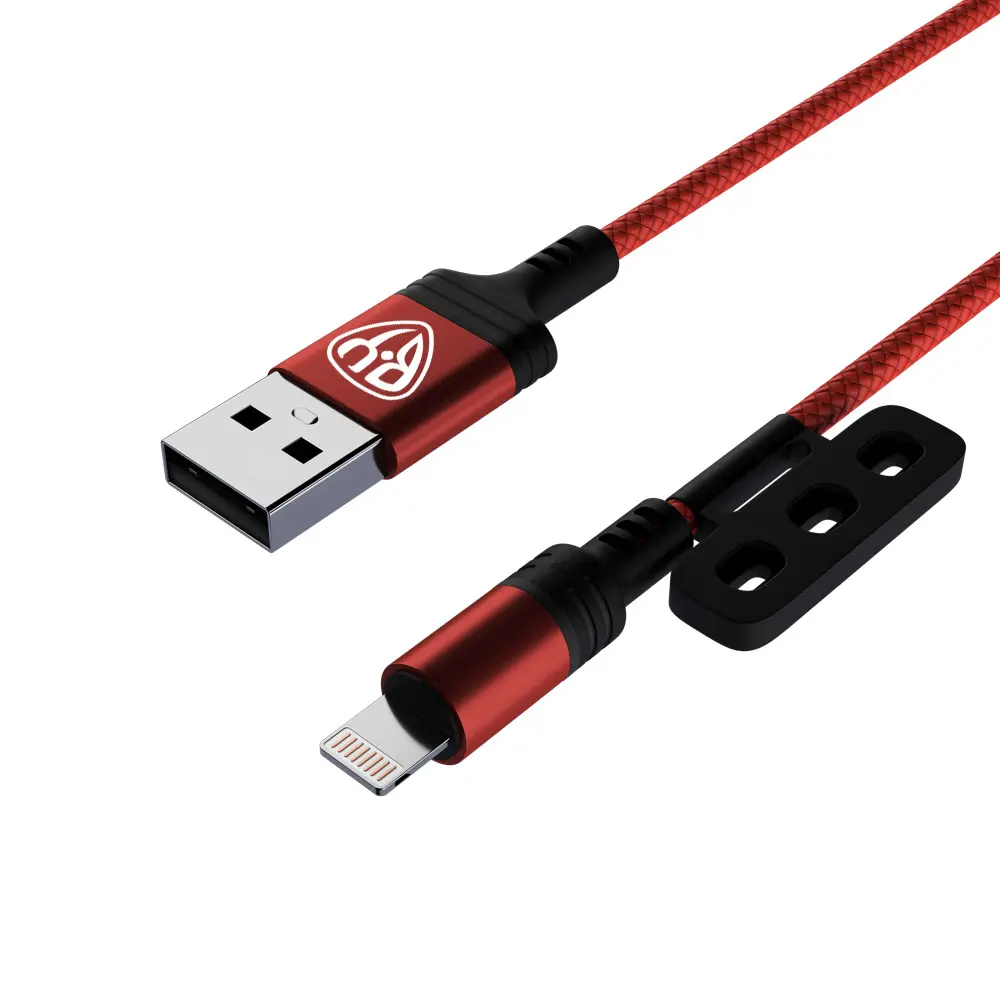 Кабель для зарядки 3в1 iP/microUSB/Type-C BY Магнитный, 1м, 2.1А, красный - #4