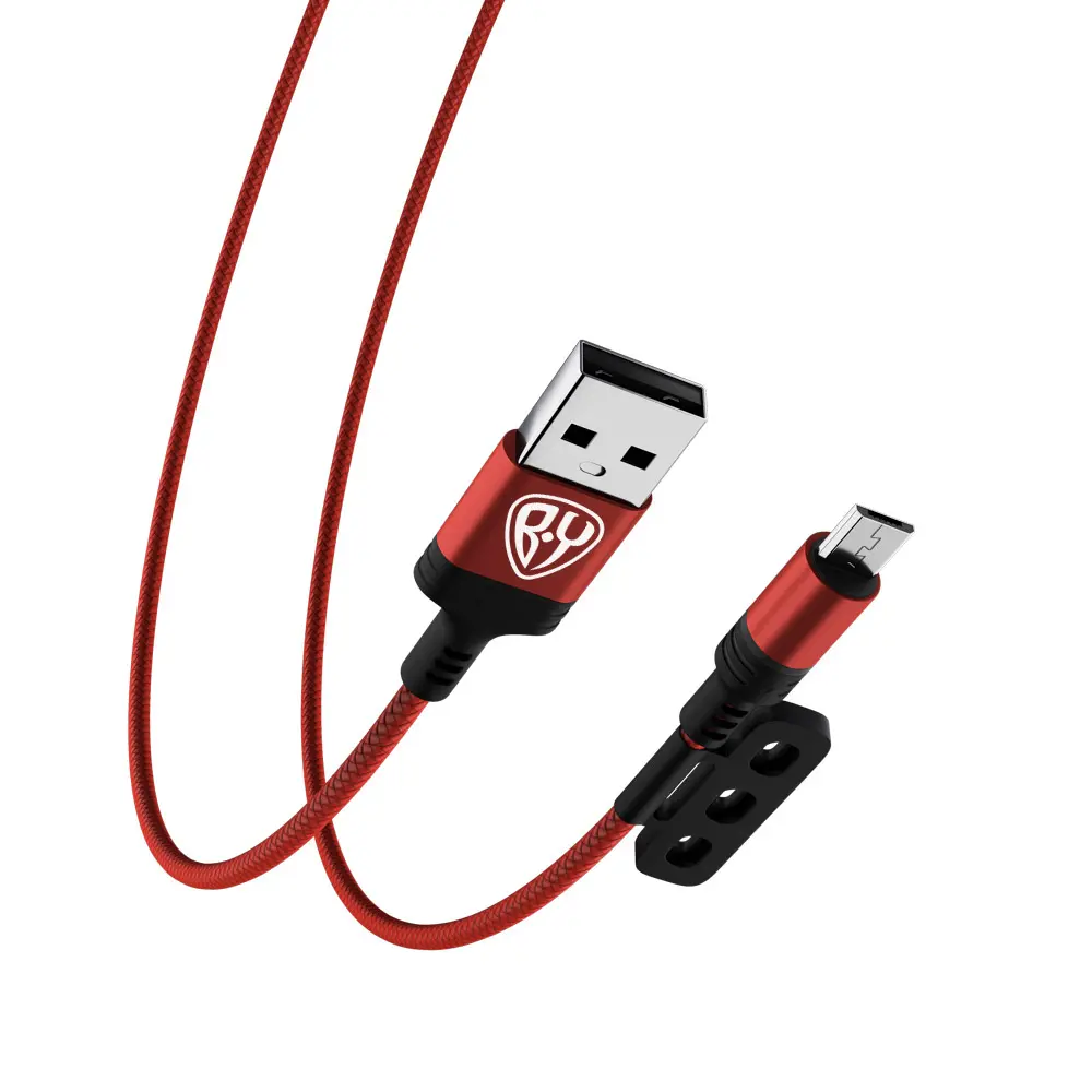 Кабель для зарядки 3в1 iP/microUSB/Type-C BY Магнитный, 1м, 2.1А, красный - #5