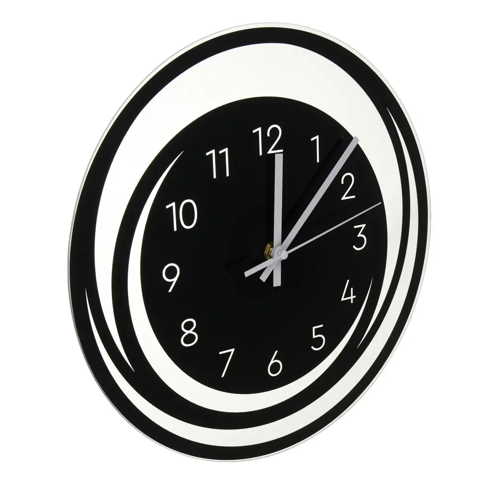 Часы настенные интерьерные, Черное стекло d-30см, 1xAA, LADECOR CHRONO - #2