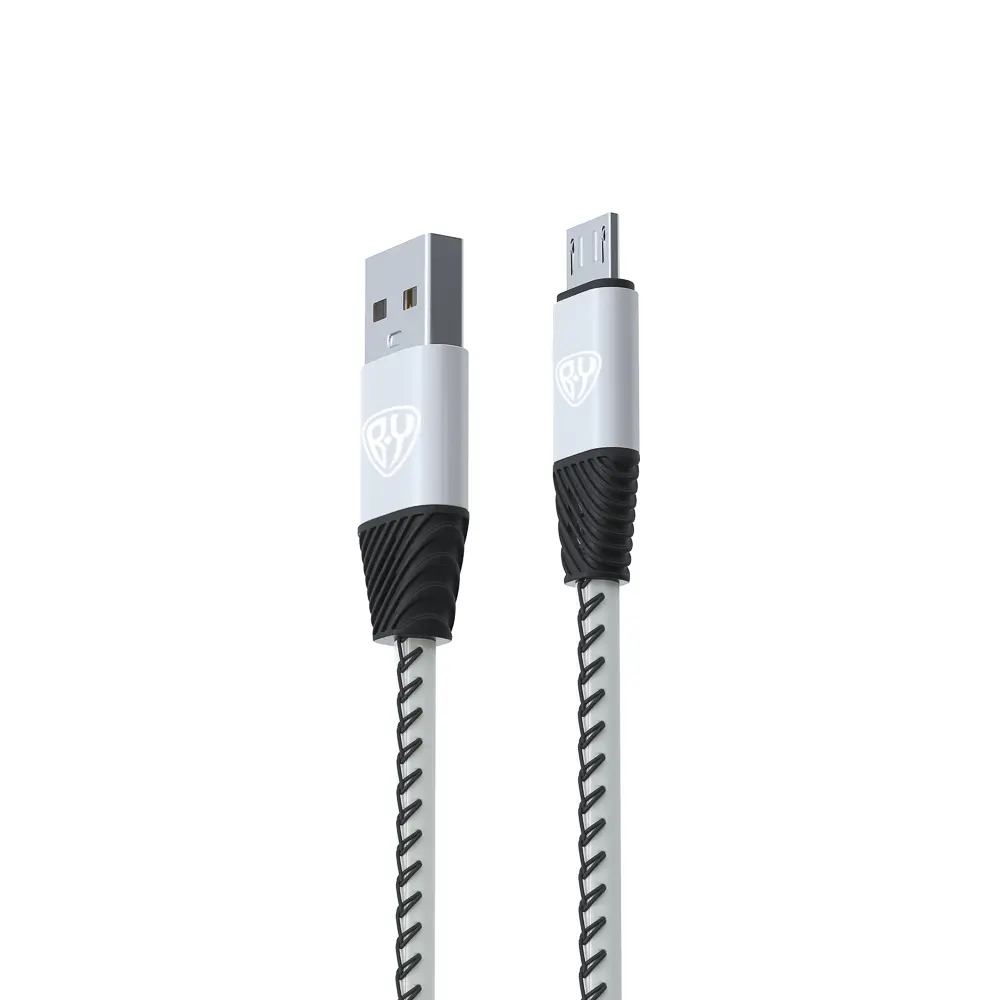 Кабель для зарядки USB(A)-microUSB BY Премиум, 1м, 2А, кожаная оплётка, серебристый - #3