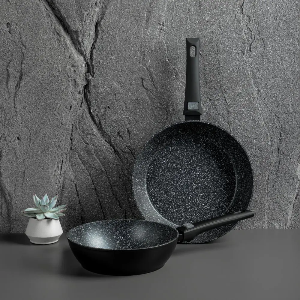 SATOSHI Оникс Сковорода глубокая литая d24см, антипригарное покрытие "мрамор", съемная ручка, индукц - #11