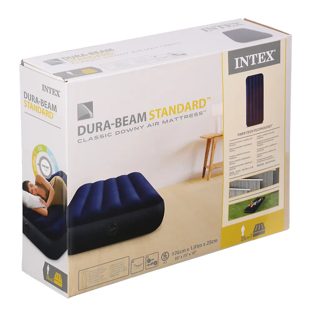 INTEX Матрас надувной CLASSIC DOWNY, с технологией ФАЙБЕР-ТЭК, 191х76x25см, до 136кг, 64756 - #7
