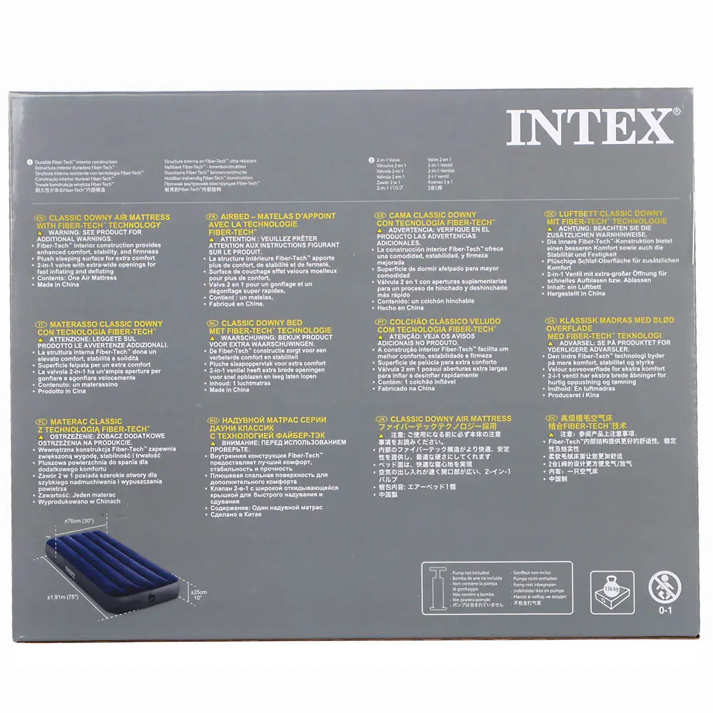 INTEX Матрас надувной CLASSIC DOWNY, с технологией ФАЙБЕР-ТЭК, 191х76x25см, до 136кг, 64756 - #8