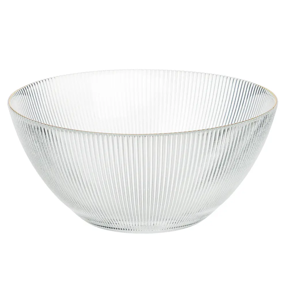 Салатник тм MILLIMI Симпл Голд, 19x9см, 1500мл, стекло, золотой кант - #1