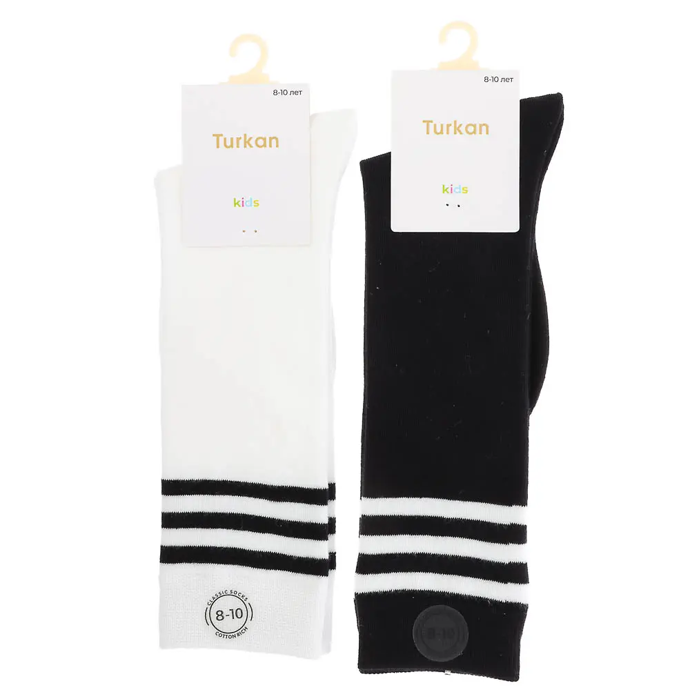 Гольфы в полоску, тм Turkan, 90% хлопок, 8% п/а, 2% лайкра, размер 8-10 лет (18-20), разноцветные - #5