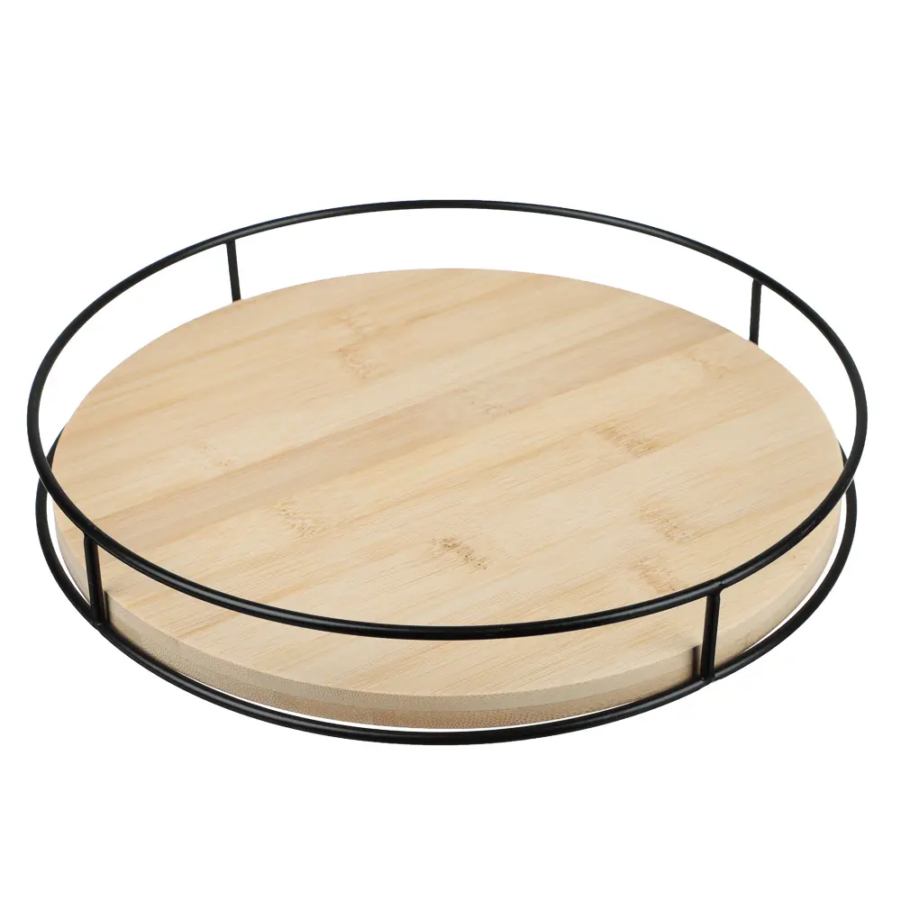 Поднос сервировочный вращающийся с метал ручками тм Satoshi, 26x26x6см - #1