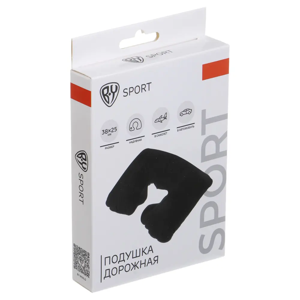 Подушка дорожная надувная тм BY SPORT, 38x25см, ПВХ, черная - #5