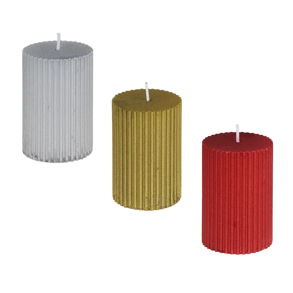 Свеча столбик тм LADECOR 5x7,5 см, рифленая, парафин, 3 цвета - #1
