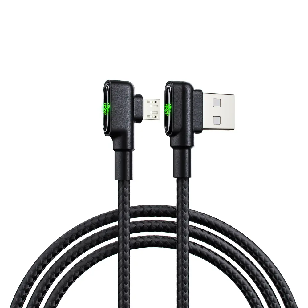 Кабель для зарядки USB(A)-microUSB BY L-shape, 1м, 3A, Быстрая зарядка QC 3.0, черный - #1