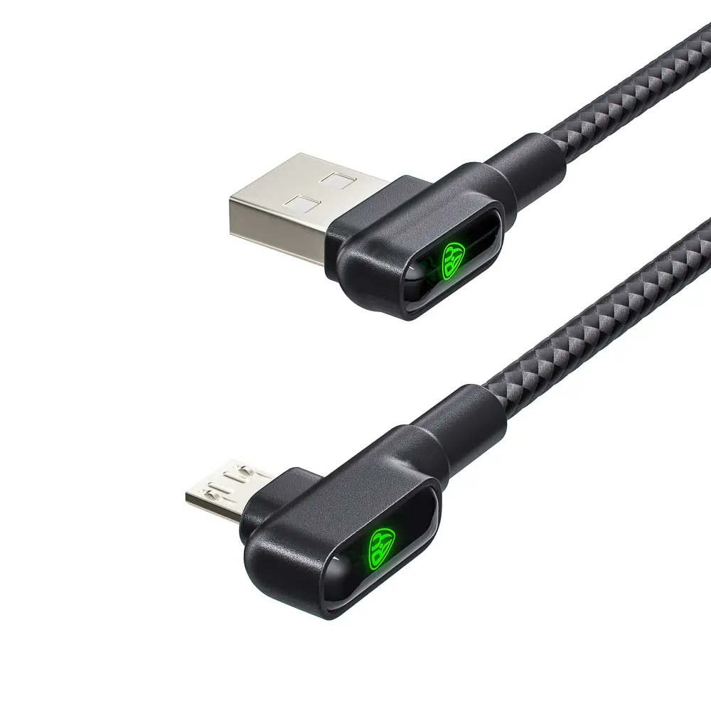 Кабель для зарядки USB(A)-microUSB BY L-shape, 1м, 3A, Быстрая зарядка QC 3.0, черный - #4