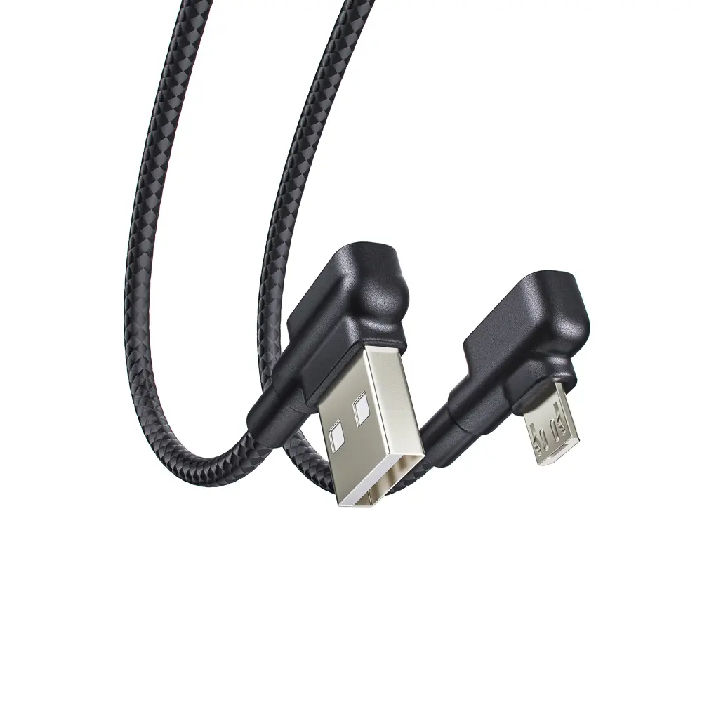 Кабель для зарядки USB(A)-microUSB BY L-shape, 1м, 3A, Быстрая зарядка QC 3.0, черный - #5