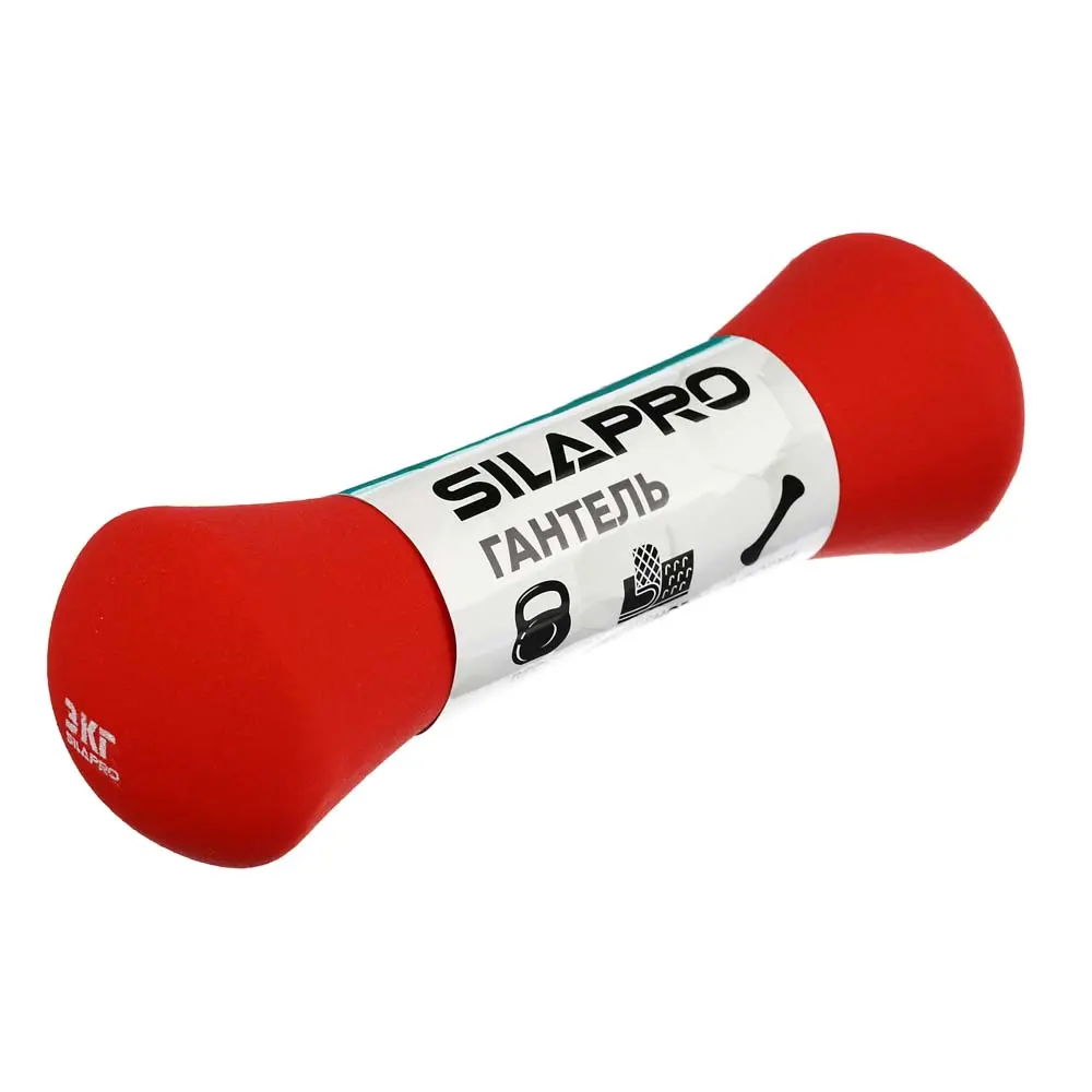 SILAPRO Гантель в форме кости 3кг (+-100гр) , металл, неопреновое покрытие - #3