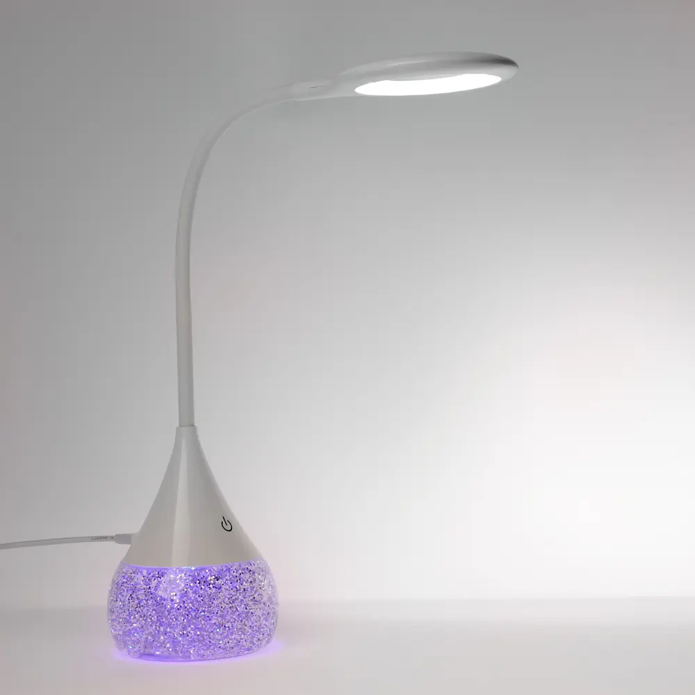 Светильник переносной настольный BY Глиттер,16LED,5Вт,300Лм,RGB,USB-C 5В,каб.1м, дим., пластик,белый - #12