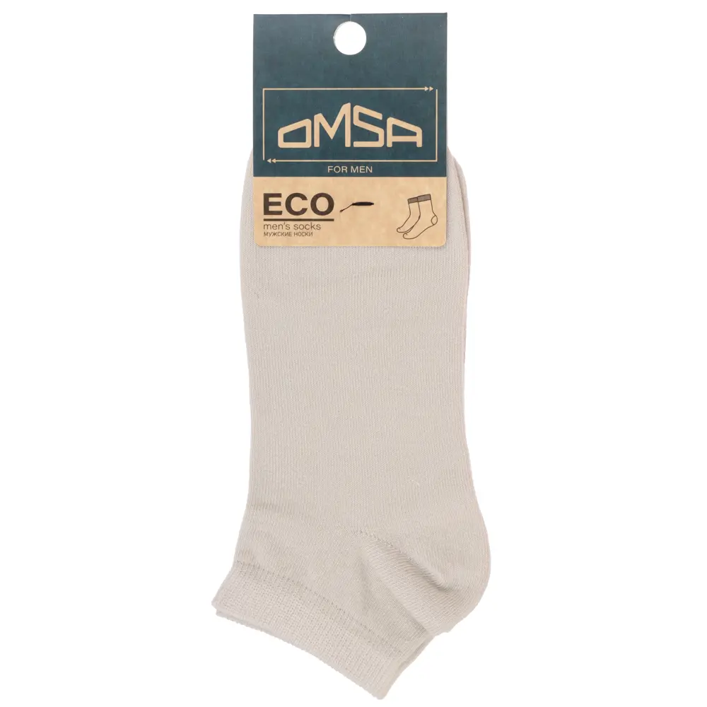 OMSA ECO 402 Носки мужские укороченные, р.45-47, 75% хлопок, 20% полиамид, 5% эластан, светло-серый - #4