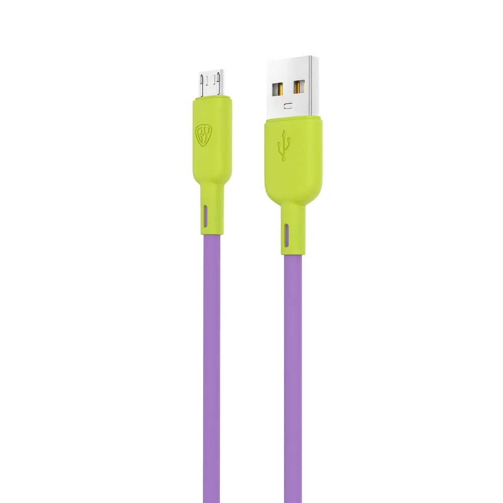 Кабель для зарядки USB(A)-microUSB BY Bright, 1м, быстр зар 3А, QC,PD 20Вт, силикон, лимонно-фиолет. - #3