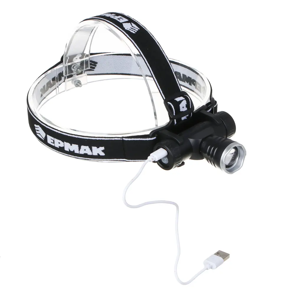 Фонарь налобный тм ЕРМАК, CREE XPE LED, 4 режима, 1200мАч, 8,3х3,8х7,3см, USB кабель, пластик - #7
