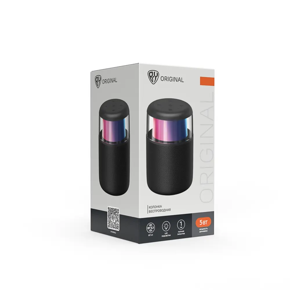 Колонка беспроводная BY GlowSound Mini, 5 Вт,подсветка, 1200мАч, microSD, ВШГ 12x8x8см, черный - #2