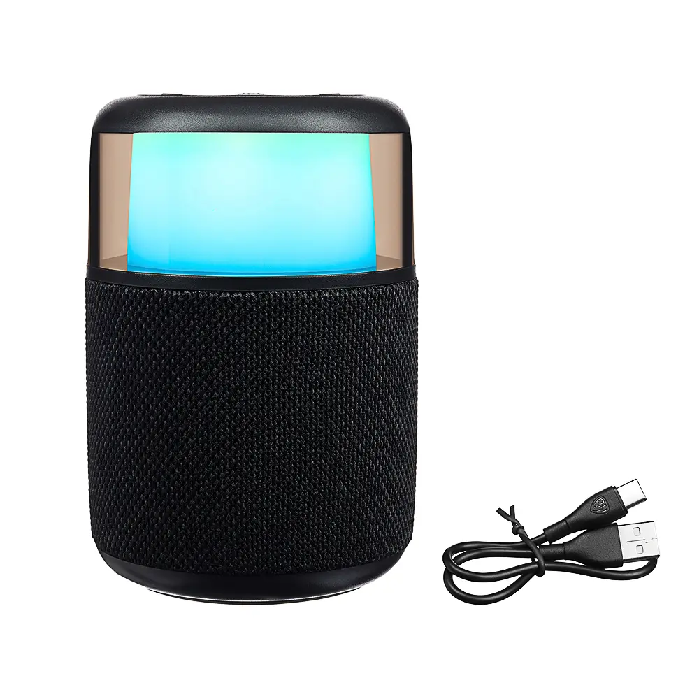 Колонка беспроводная BY GlowSound Mini, 5 Вт,подсветка, 1200мАч, microSD, ВШГ 12x8x8см, черный - #8