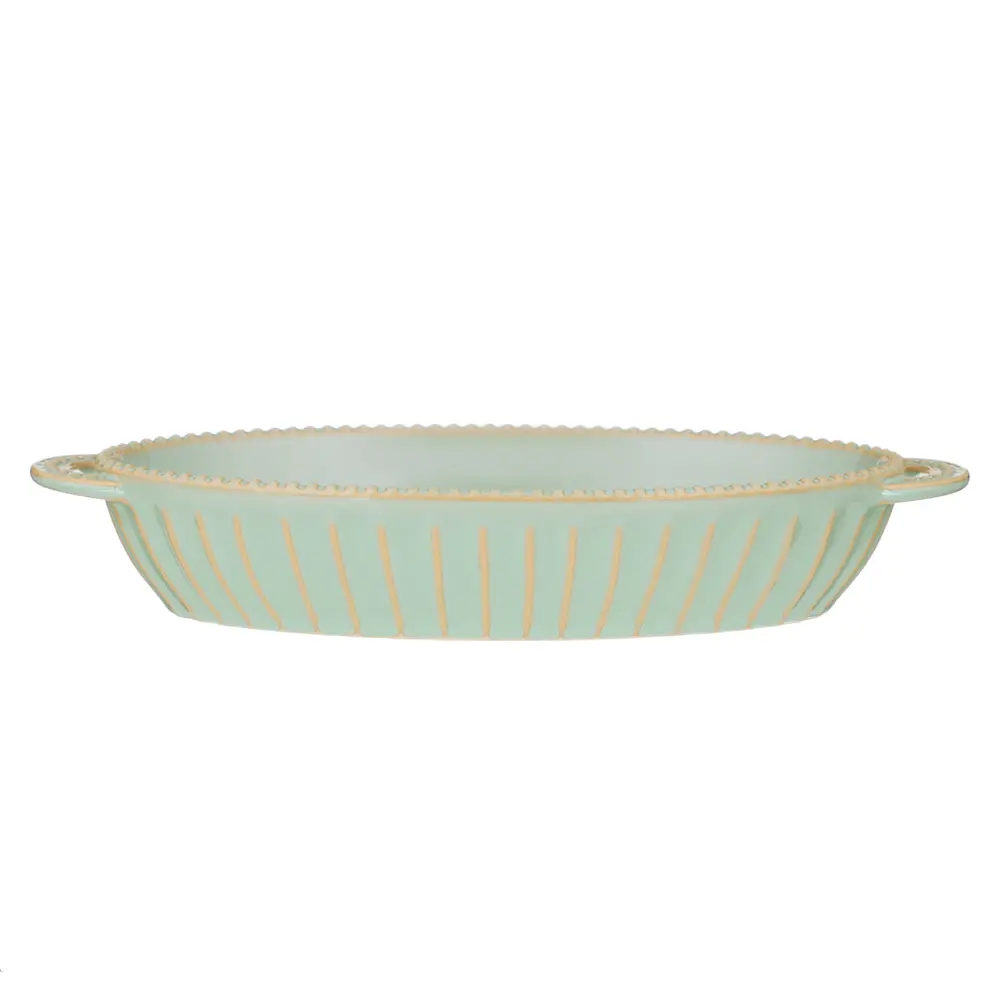 BY COLLECTION Форма для запекания и сервировки овал.с ручками, керамика, 33х16х5,5см, зел. - #4
