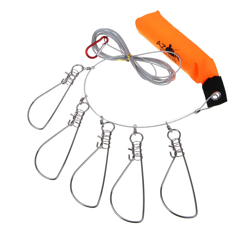Кукан тм AZOR FISHING, 3,5м, 5 карабинов, поплавок, трос металл, ПВХ сумка - #1