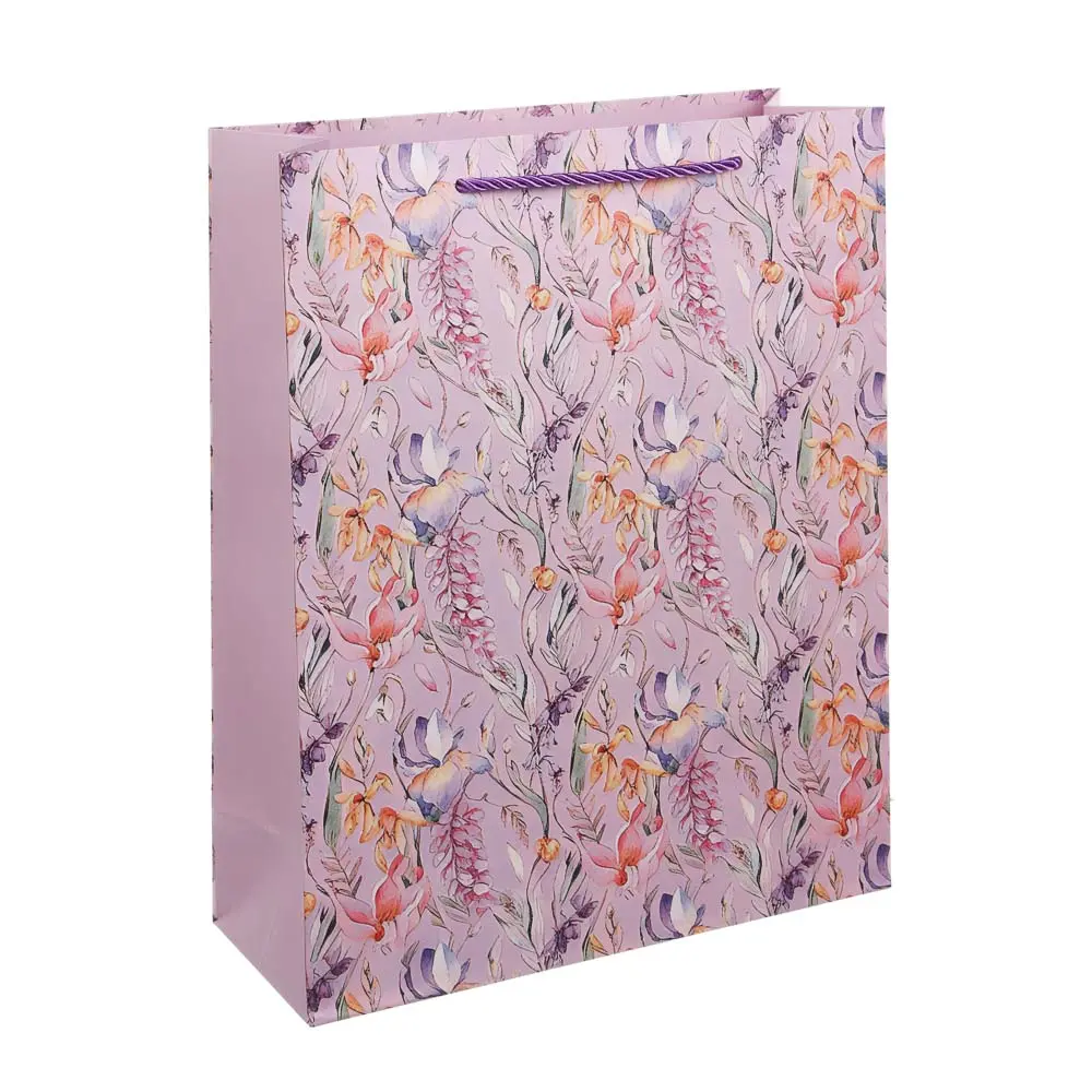 Пакет подарочный бумажный тм LADECOR, L 26x32x10 см, "Цветы" арт 2, 4 дизайна - #2